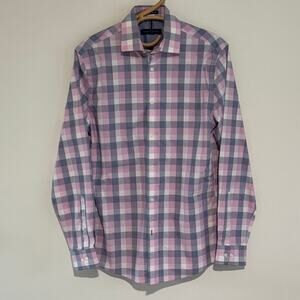 Tommy Hilfiger Slim Fit Non-Iron Pink Check Dress Shirt - 14 1/2 32-33